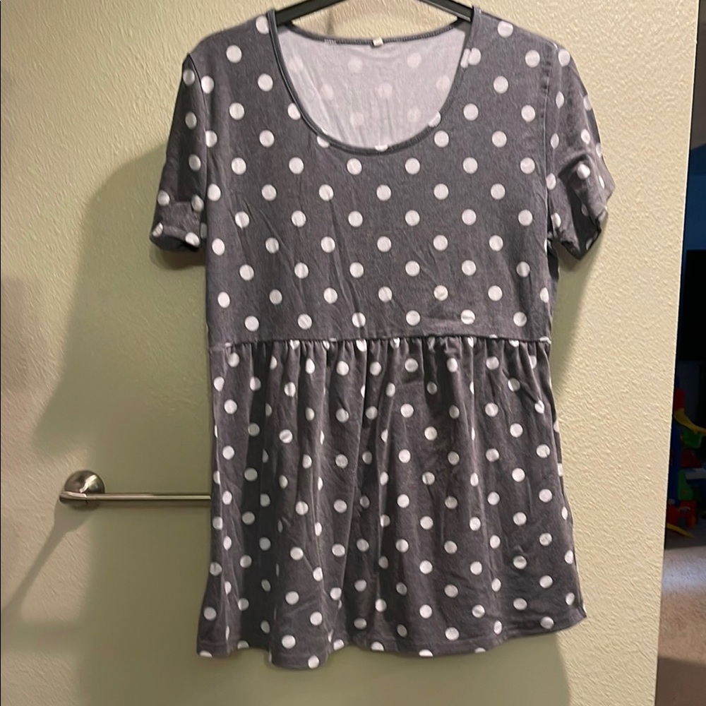 Maternity Gray Polka Dot Women's Top